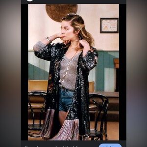 Zara Sequin Floral Embellished Kimono